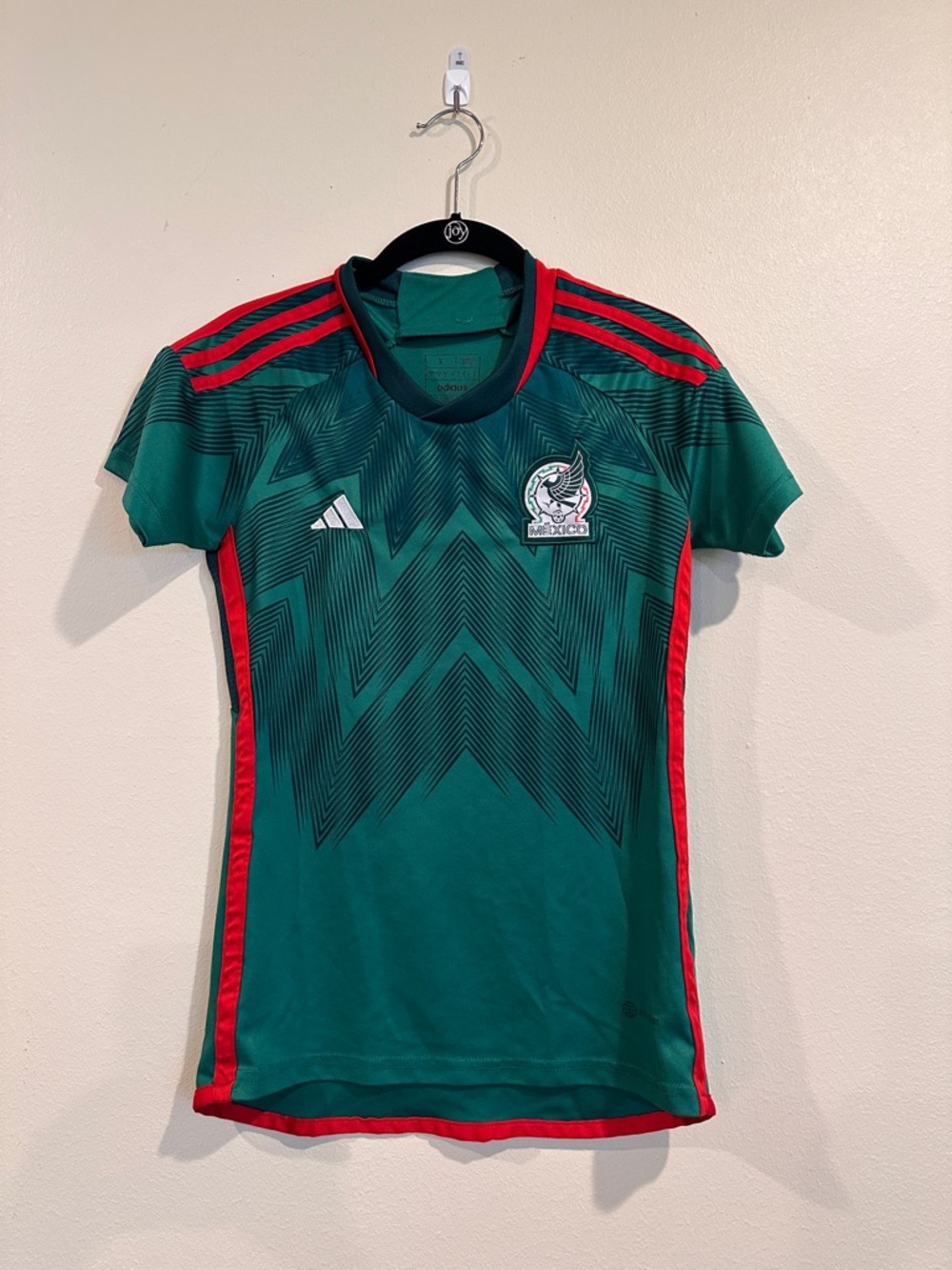 adidas Green Kids Soccer Jersey with Red Trim